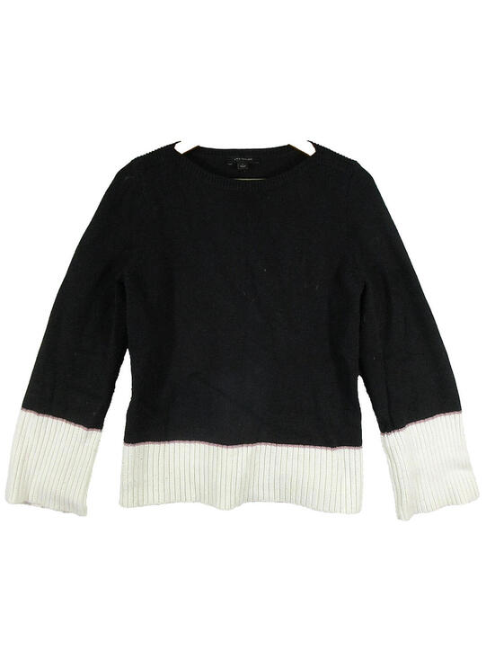 Ann Taylor Sweaters - Ann Taylor Womens Pullover Crew Neck Knit Sweater Long Sleeve Size L Black/White